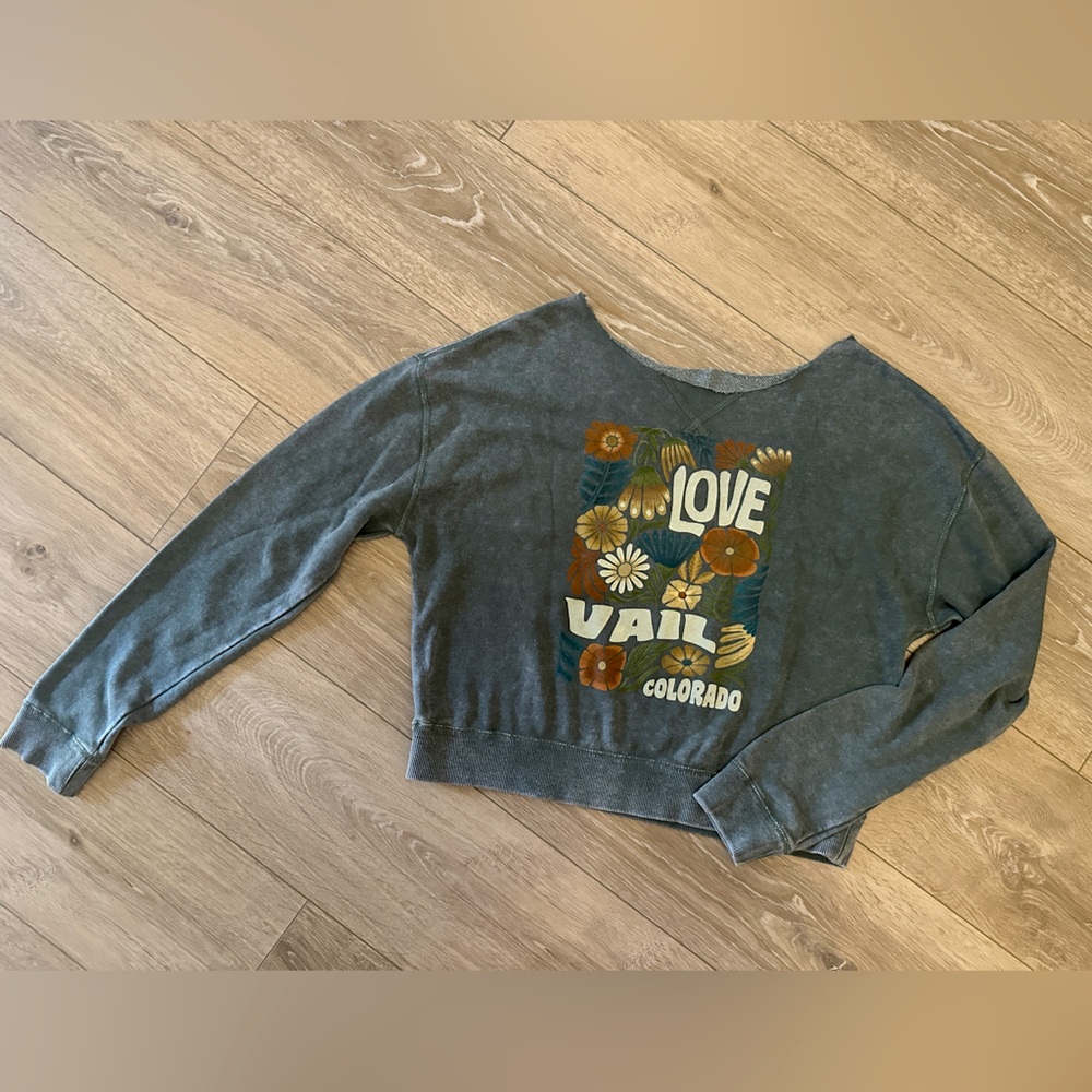 Love Vail Colorado crop sweatshirt,- S